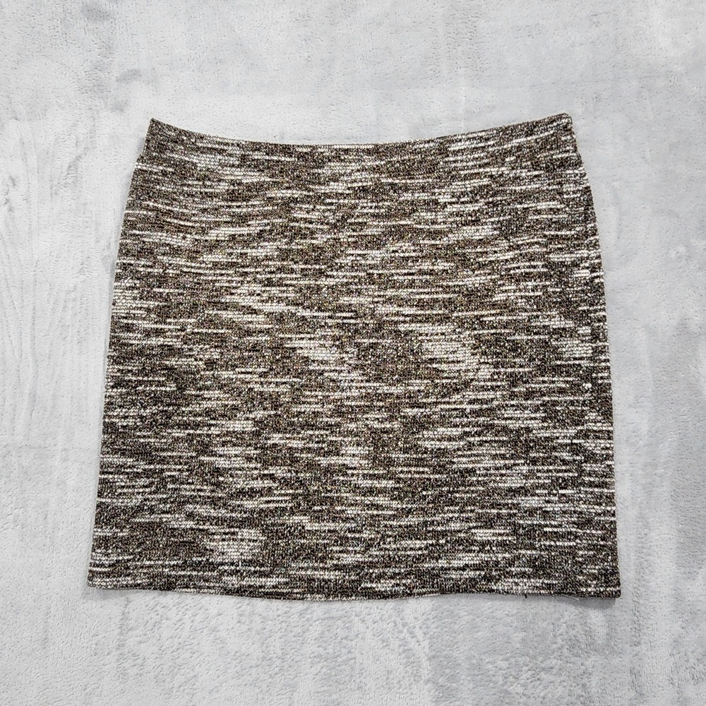 LOFT Skirt Womens L Brown Tweed Pencil Mini‎ Pull On Stretch Office Workwear